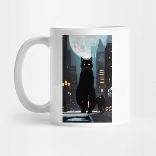 Black yule Cat at night 7 Mug